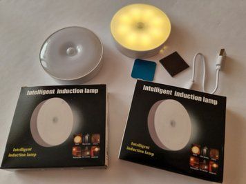 Світильник USB з датчиком руху, LED нічник на магнітах круглий з датчиком руху фото