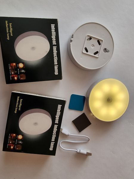 Світильник USB з датчиком руху, LED нічник на магнітах круглий з датчиком руху фото